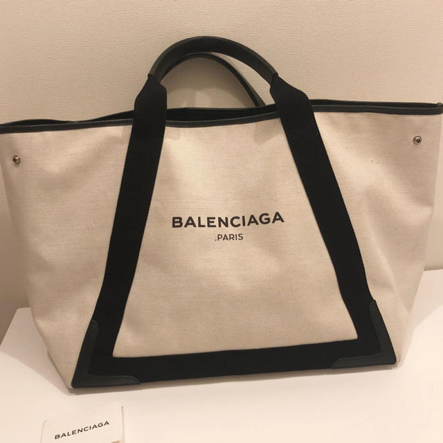 BALENCIAGA ネイビーカバス キャンバストートバッグ アイボリー