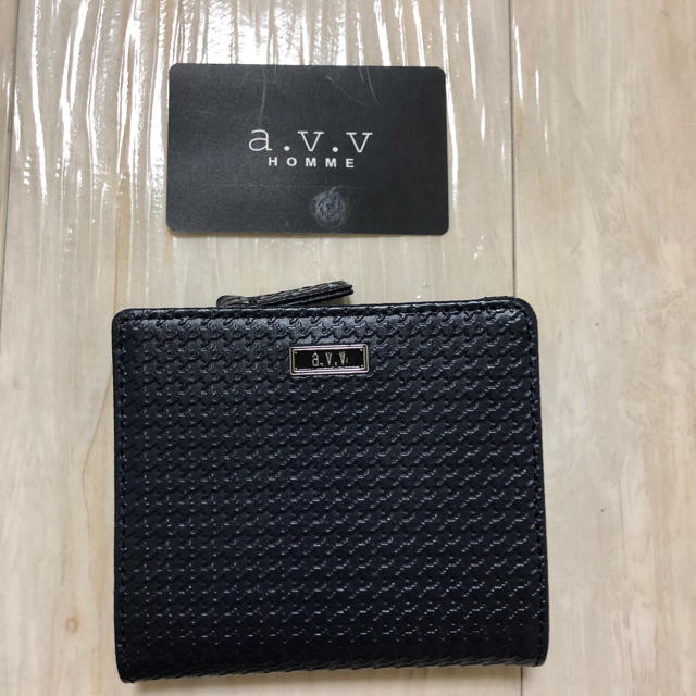 新品 本物 正規品 a.v.v メンズ 本革 レザー 二つ折り 財布 黒