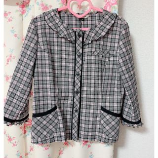 ジョア(Joie (ファッション))のアンジョア　七分袖　オーバーブラウス　美品　日本製　13号　事務服　制服　(シャツ/ブラウス(長袖/七分))