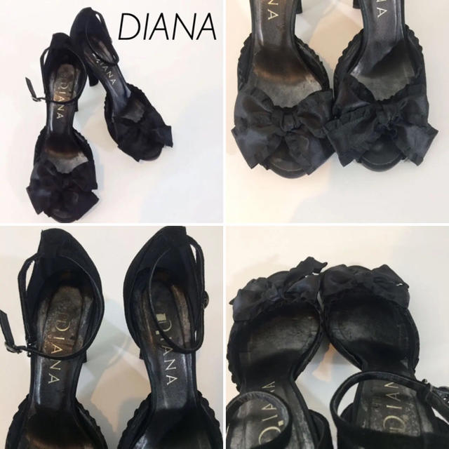 DIANA(ダイアナ)のダイアナ DIANA サンダル ヒール リボン ブラック サイズ21.5 レディースの靴/シューズ(サンダル)の商品写真