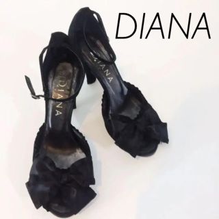 ダイアナ(DIANA)のダイアナ DIANA サンダル ヒール リボン ブラック サイズ21.5(サンダル)