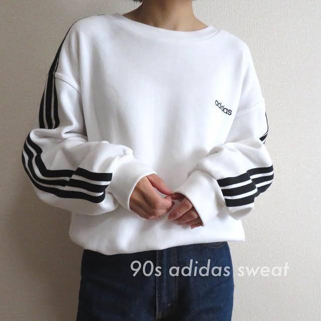 adidas(アディダス)の90s アディダス 刺繍ロゴ ラインスウェット トレーナー 古着 レディース レディースのトップス(トレーナー/スウェット)の商品写真