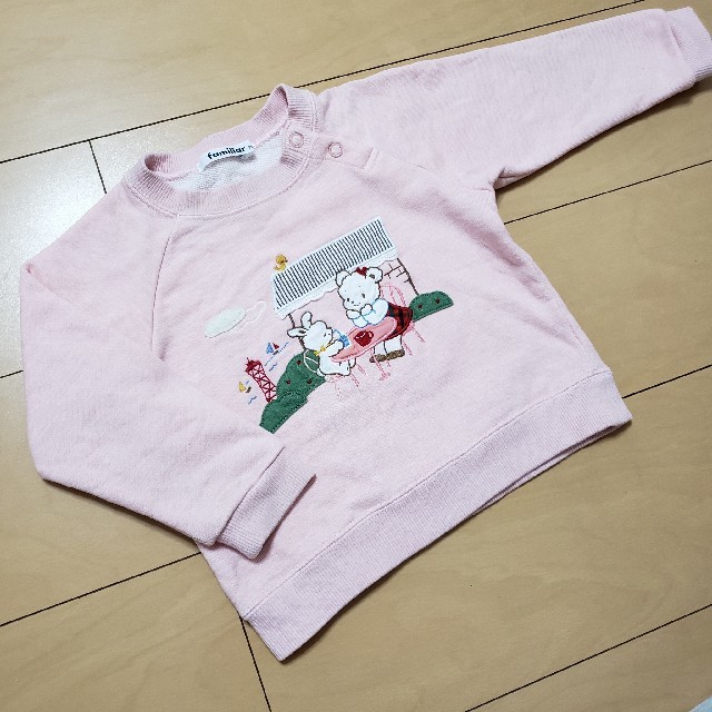 familiar(ファミリア)のfamiliar 90 トレーナー 薄ピンク キッズ/ベビー/マタニティのキッズ服女の子用(90cm~)(Tシャツ/カットソー)の商品写真