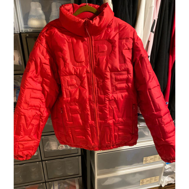 Supreme 19ss bonded logo puffyjacket red