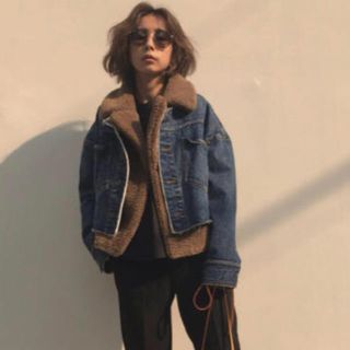 アメリヴィンテージ(Ameri VINTAGE)のAmeriVlNTAGE MOUTON LAYERED DENIM JACKET(Gジャン/デニムジャケット)