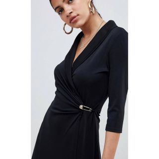 エイソス(asos)の新品♡asos セレクト カシュクールドレス  ブラック UK6(ロングワンピース/マキシワンピース)