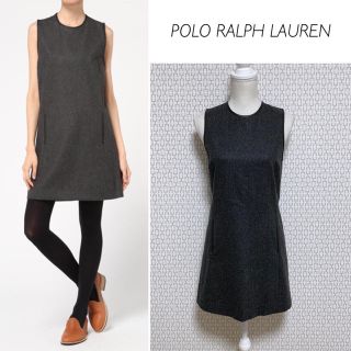 ポロラルフローレン(POLO RALPH LAUREN)の【1回のみ着用】POLO RALPHLAUREN レザートリムメリノウールドレス(ミニワンピース)