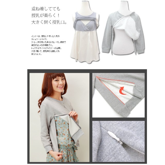 MATERNITY(マタニティー)の授乳服　スウィートマミー　7部袖　インナー付 キッズ/ベビー/マタニティのマタニティ(マタニティトップス)の商品写真