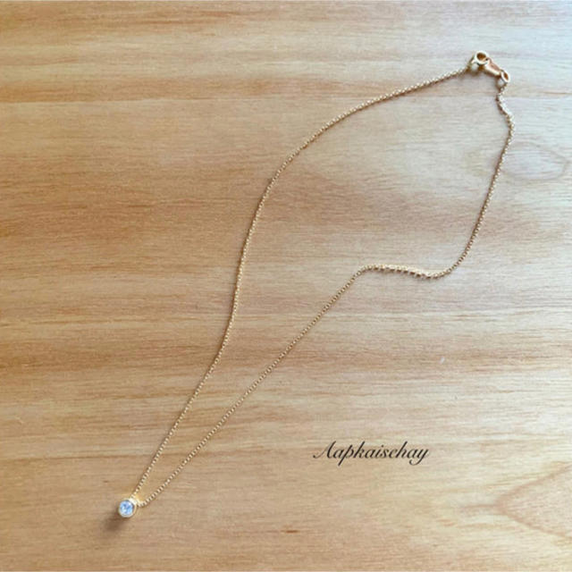 ハイグレードCZダイヤひと粒華奢ネックレス レディースのアクセサリー(ネックレス)の商品写真