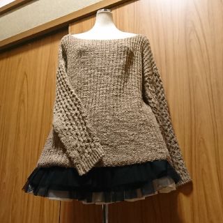 ラグナムーン(LagunaMoon)の大きいサイズ3L4L5L6L★変わり編みが可愛い♡キャメルカラーニットトップス(ニット/セーター)