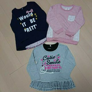 ニシマツヤ(西松屋)の【キラリ様専用】110サイズ 女の子 裏起毛トップス 3着セット(Tシャツ/カットソー)