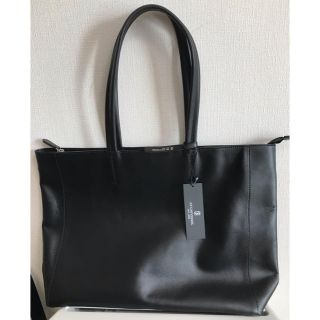 新品 牛本革 トートバッグ 黒 ユニセックス ジップ A4対応(トートバッグ)