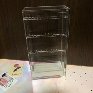 ムジルシリョウヒン(MUJI (無印良品))の無印良品 アクリルアクセサリーケース ベロアリングケース付き(ケース/ボックス)