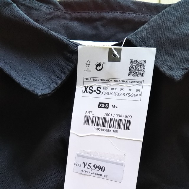 新品！ザラZARA★シャツワンピースXSブラック レディースのワンピース(ロングワンピース/マキシワンピース)の商品写真