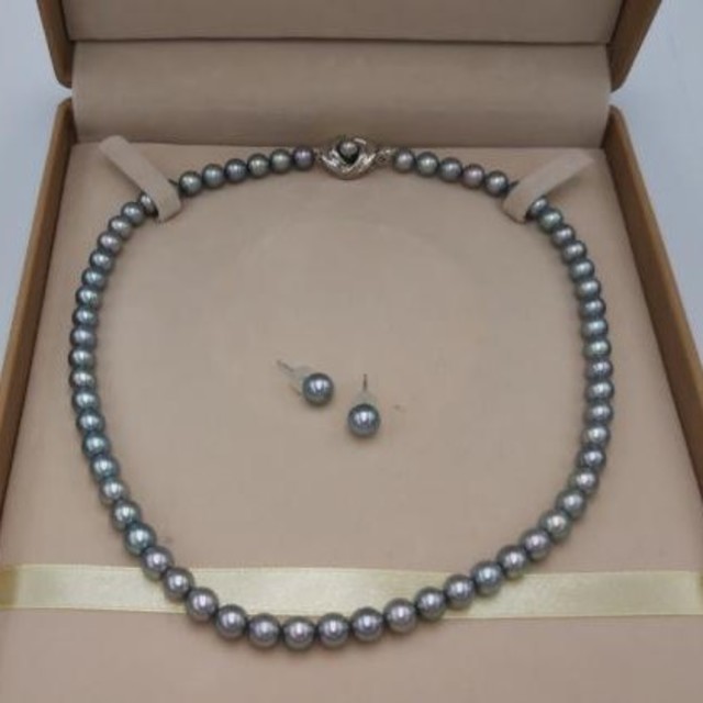 田崎真珠 TASAKI アコヤ ネックレス ピアス グレー パールネックレス