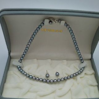 田崎真珠 TASAKI アコヤ ネックレス ピアス グレー パールネックレス