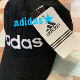 アディダス(adidas)のadidas★キャップブラック新品未使用タグ付き　free size男女兼用(キャップ)