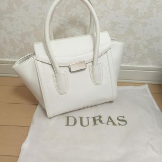 デュラス(DURAS)のDURASホワイトショルダーハンドバック(ショルダーバッグ)