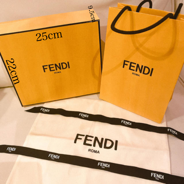 FENDI(フェンディ)の【正規品】FENDI ボックス ショップバッグ リボン 布袋 セット レディースのバッグ(ショップ袋)の商品写真