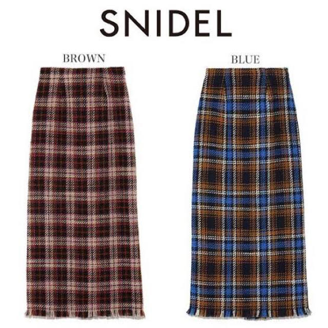SNIDEL(スナイデル)のSNIDEL チェック ロービングスカート ブラウン レディースのスカート(ひざ丈スカート)の商品写真