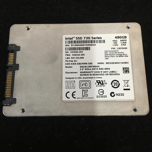 intel SSD 730serles 480GB 1