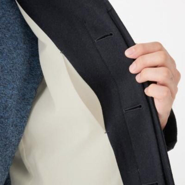 MUJI (無印良品)(ムジルシリョウヒン)のフレンチウール混メルトンハーフコート　紳士M・ダークネイビー  メンズのジャケット/アウター(ステンカラーコート)の商品写真