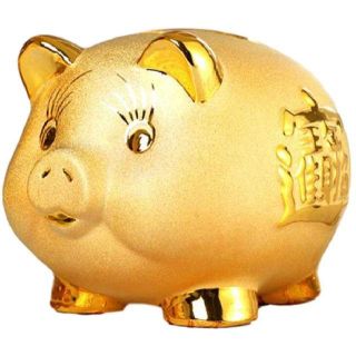 [クイーンビー] ブタ 貯金箱 金色 インテリア 開運 金運 アップ ラッキー (日用品/生活雑貨)