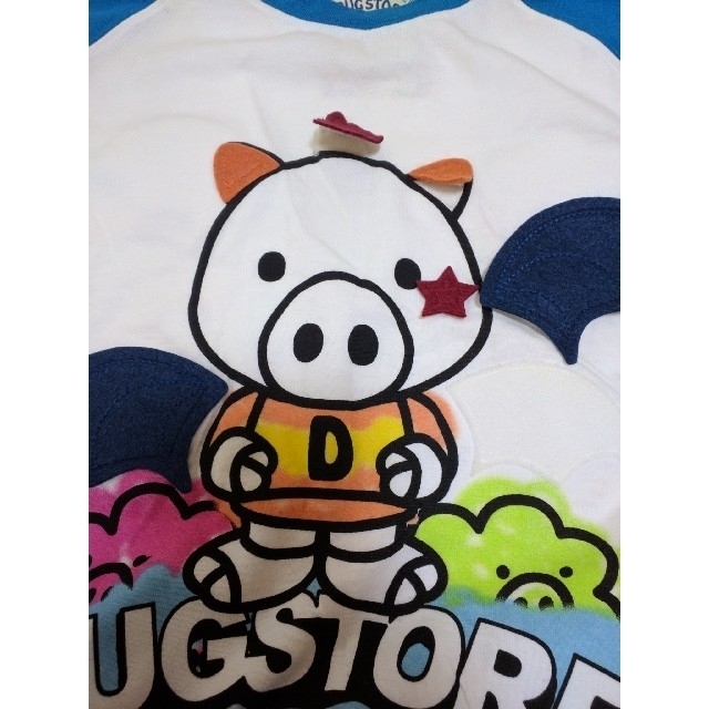 drug store's(ドラッグストアーズ)の値下！未使用ドラッグストアーズ　Tシャツ　白×青　サイズ3  drugstore レディースのトップス(Tシャツ(半袖/袖なし))の商品写真