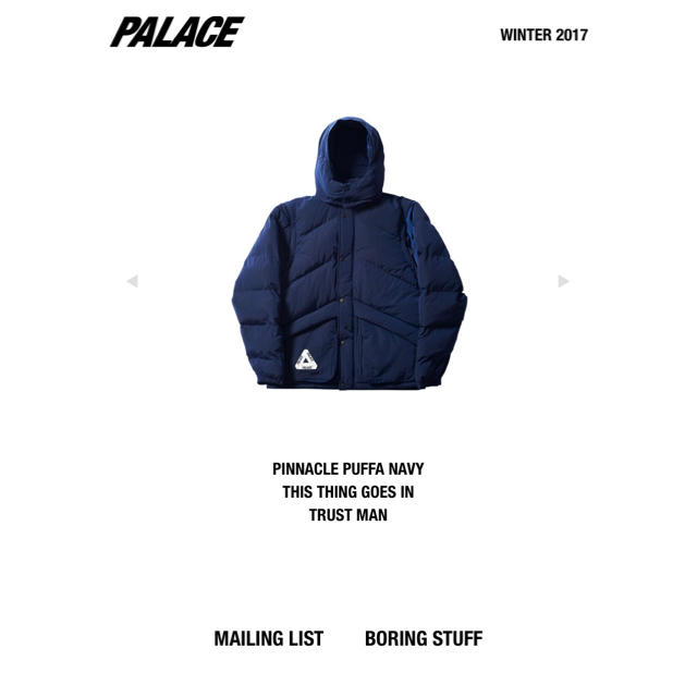 メンズPalace Skateboards PINNACLE PUFFA NAVY L