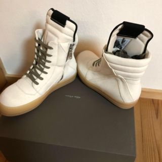 リックオウエンス(Rick Owens)の[国内正規品][新品]ジオバスケット ホワイト スウェード geobasket(スニーカー)