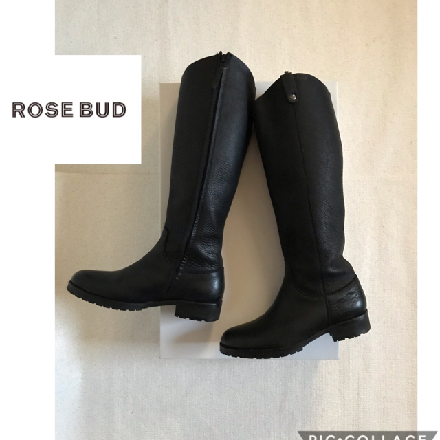 ROSE BUD(ローズバッド)のトクトク様専用   ローズバッド＊牛革 ロングブーツ ブラック レディースの靴/シューズ(ブーツ)の商品写真