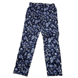 ユニクロ(UNIQLO)の花柄　レギンスパンツ　ネイビー　S(レギンス/スパッツ)