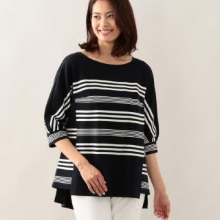 トゥービーシック(TO BE CHIC)の今季完売TOBECHIC42グログランチュニック濃紺×白フォクシーポールカ  (チュニック)