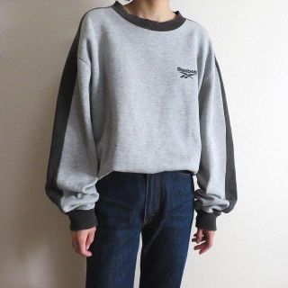 リーボック(Reebok)の90s リーボック 刺繍ロゴ ライン スウェット トレーナー 古着(トレーナー/スウェット)