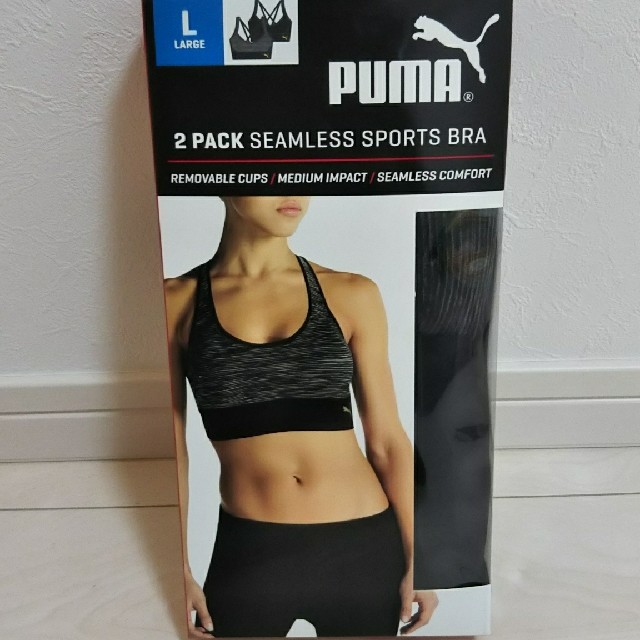 PUMA(プーマ)の新品 プーマ スポーツブラ 黒 L スポーツ/アウトドアのトレーニング/エクササイズ(トレーニング用品)の商品写真