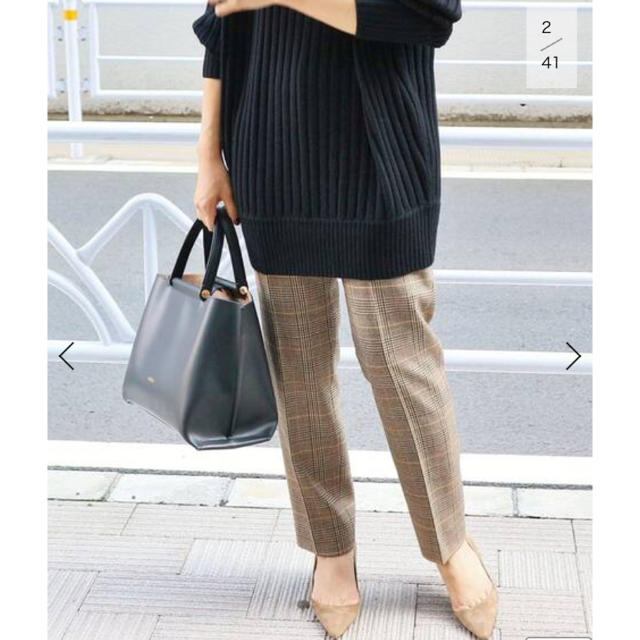 ウールチェックスティックパンツ - クロップドパンツ