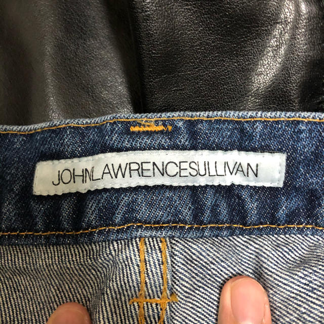 JOHN LAWRENCE SULLIVAN(ジョンローレンスサリバン)のJOHN LAWRENCE SULLIVAN レザードッキングデニム レディースのパンツ(デニム/ジーンズ)の商品写真