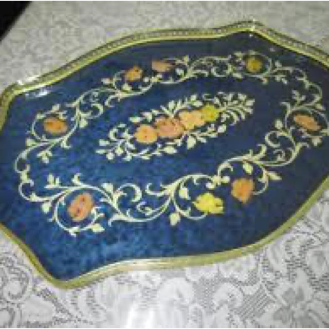 ドマン　Demain イタリア製　トレイ　お花のお盆 象嵌細工　ヴェルサイユ宮殿