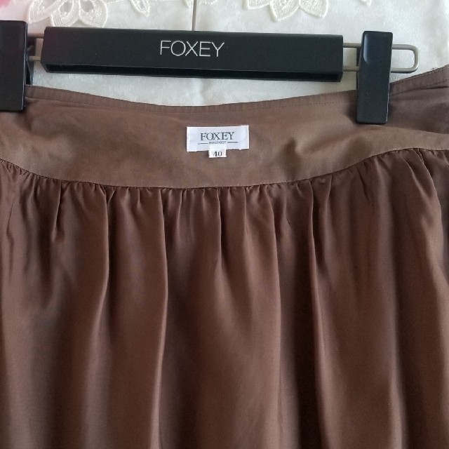 フォクシー　foxey   ストレッチ　プリーツ　スカート　40   ブラウン