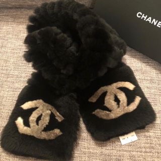 シャネル(CHANEL)の正規品 新品同様 CHANEL マフラー オリラグ 100% ブラック(マフラー/ショール)