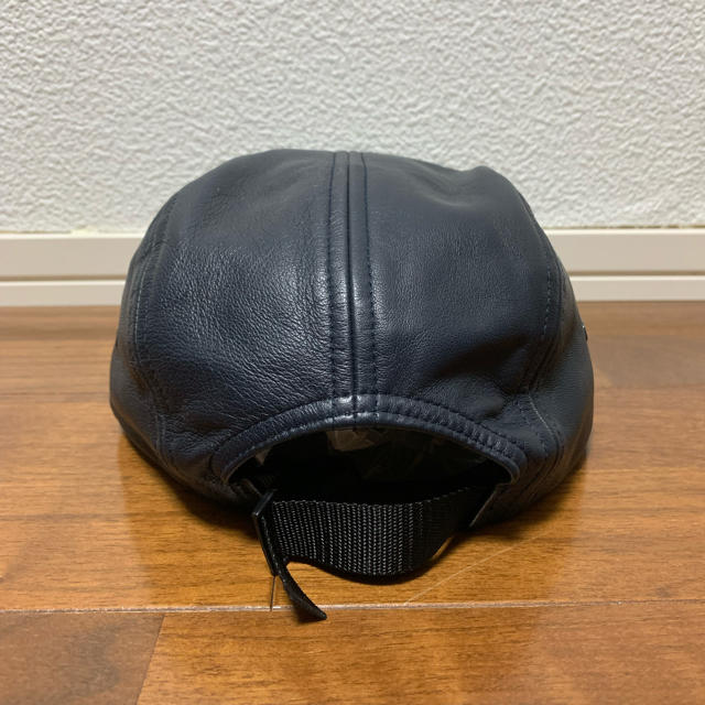 Supreme Leather Box Logo Camp Cap Navy