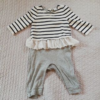 ベビーギャップ(babyGAP)のmyym様専用　GAP ボーダーフリルロンパース&NEXTデニムワンピース80(ロンパース)