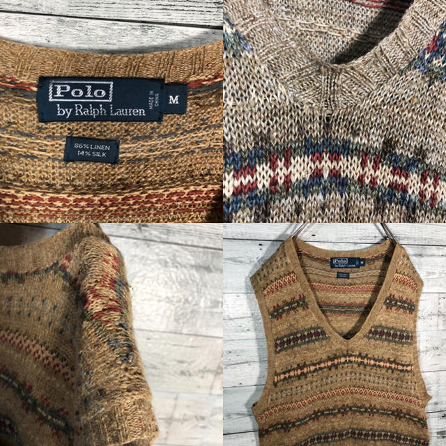 POLO RALPH LAUREN(ポロラルフローレン)の【1990's】ポロラルフローレン☆リネンニットベスト M0755 メンズのトップス(ベスト)の商品写真