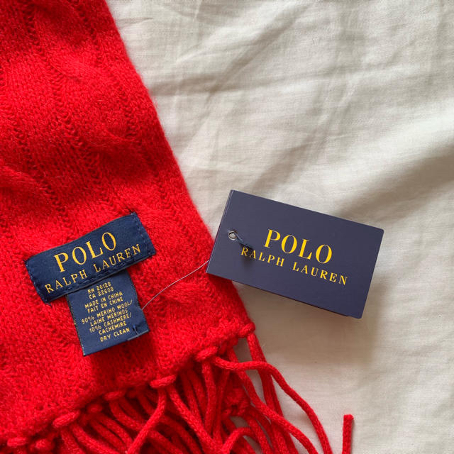 POLO RALPH LAUREN(ポロラルフローレン)のラルフローレン マフラー 赤 新品未使用 レディースのファッション小物(マフラー/ショール)の商品写真