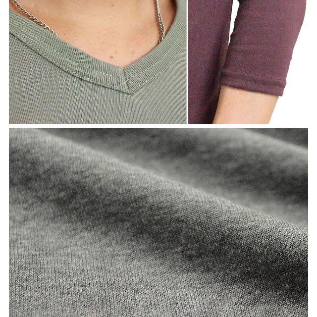 送料無料 ７分袖 メンズ Tシャツ Vネック M L XLサイズ 無地 黒 グレ メンズのトップス(Tシャツ/カットソー(七分/長袖))の商品写真