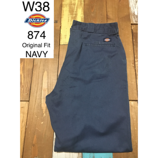 ディッキーズ(Dickies)の３９６１９　アメリカ 輸入 USED ディッキーズ　８７４　ネイビー　W３８(ワークパンツ/カーゴパンツ)