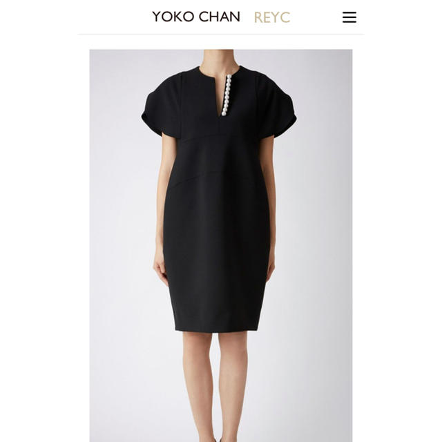 YOKO CHAN ヨーコチャン　パール半袖ワンピース　新品　40 黒ワンピース