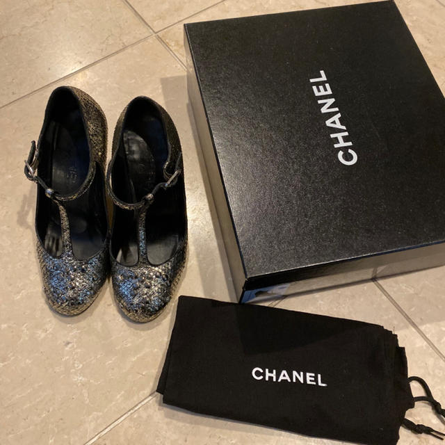 CHANEL(シャネル)のシャネル　CHANEL パイソンウェッジソールパンプス 35.5 レディースの靴/シューズ(ハイヒール/パンプス)の商品写真