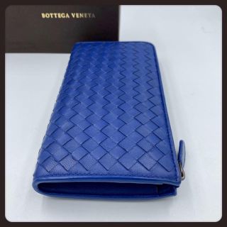 ボッテガヴェネタ(Bottega Veneta)の新タグ【美品】ボッテガヴェネタ／長財布／L字ファスナー／ブルー／ユニセックス(長財布)