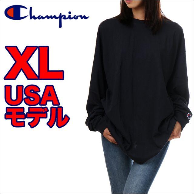 Champion(チャンピオン)の【新品】長袖 Tシャツ 黒 レディースのトップス(Tシャツ(長袖/七分))の商品写真